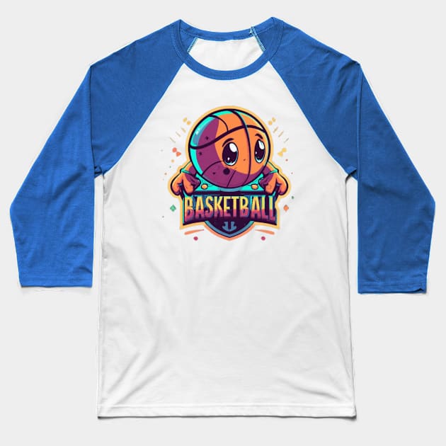 cute basketball Baseball T-Shirt by AOAOCreation